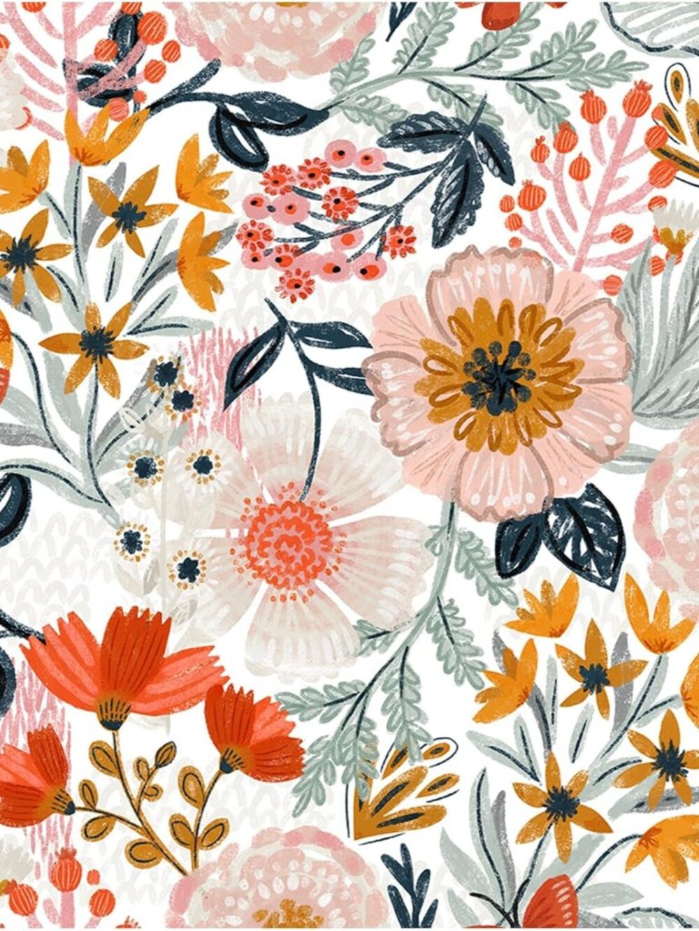 Floral Peel and Stick Wallpaper Boho Pink Botanical Wall Paper